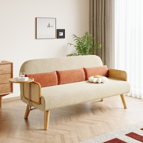 Nightstand Table with Drawer and Shelf for Airbnb Furniture