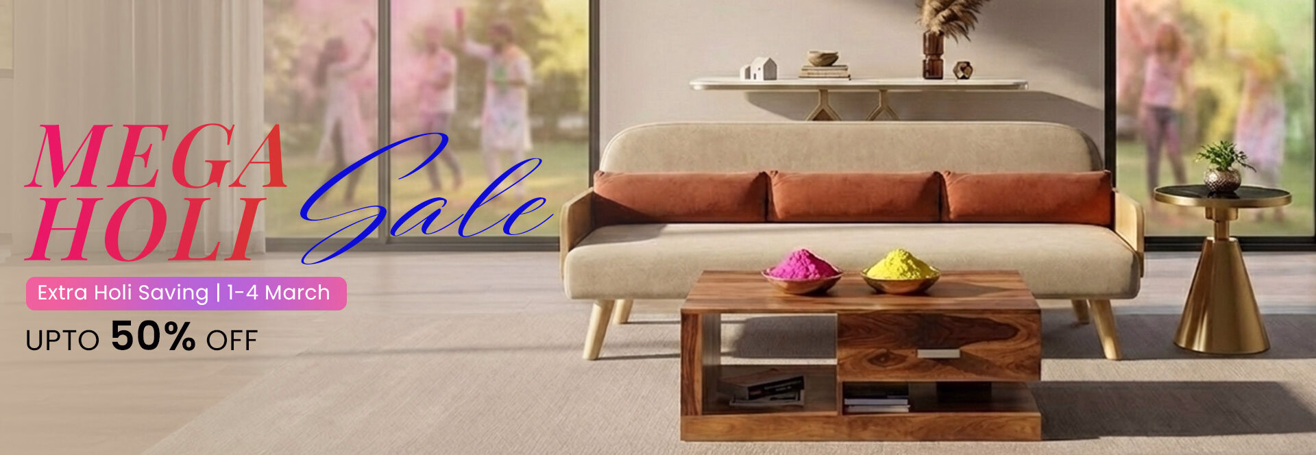 Holi Sale 2025 on premium handcrafted wooden furniture