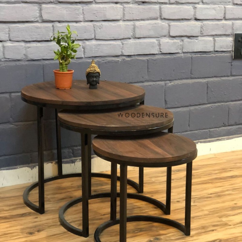Round Nesting Table . Nesting Table set of 3 . Multi purpose Furniture