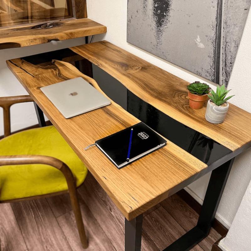 Modern Live Edge  Epoxy Resin Office Desk
