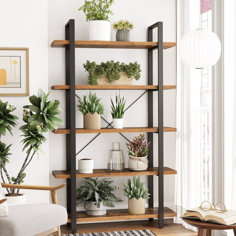 Angular Book Shelve Metal & Solid Wood