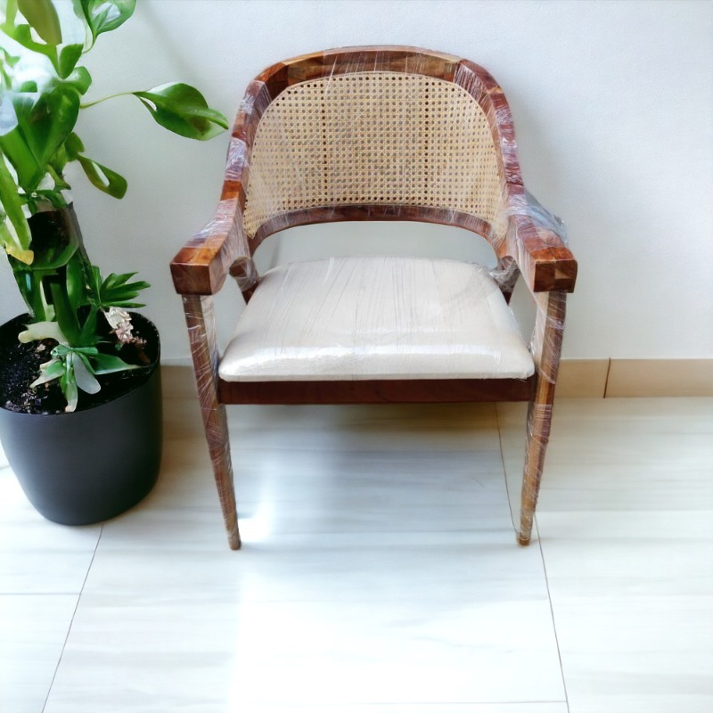 Dining Table Wooden Cane Chair For Office & Home