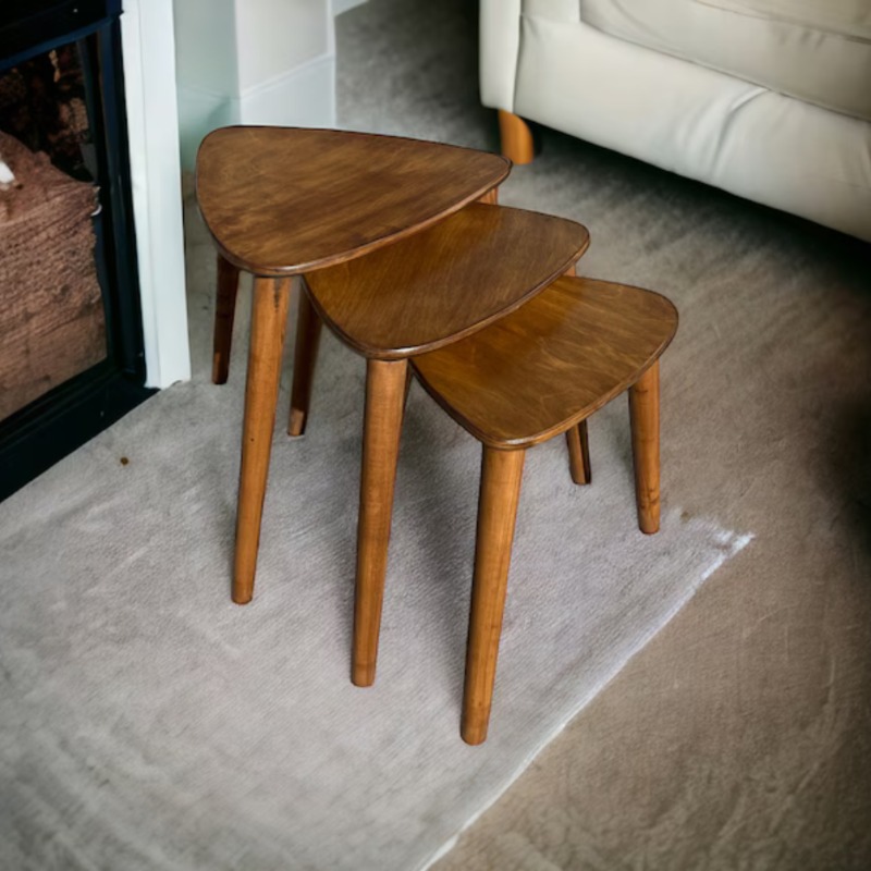 Tria Solid Wood Nesting Table Set of 3