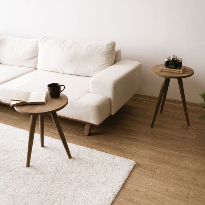 Triune Round Solid Wood Nesting Table Set of 3