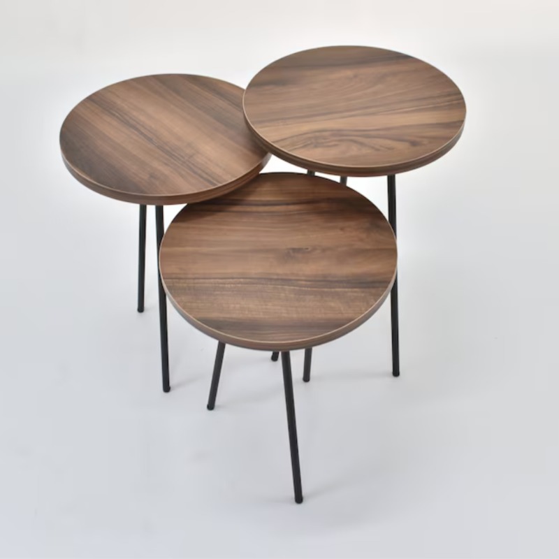 Circlet Round Solid Wood and Metal Frame Nesting Table Set of 3