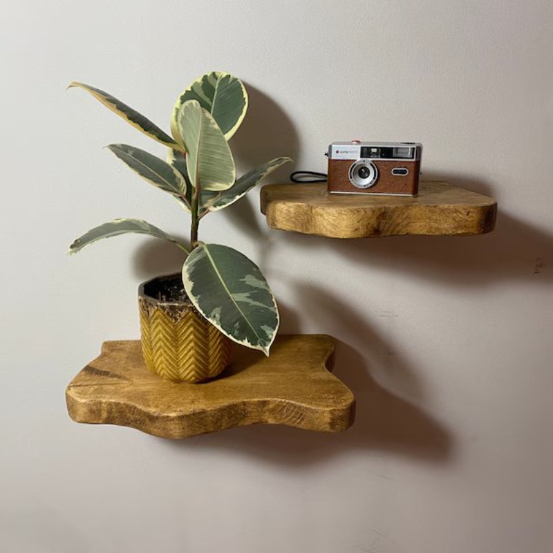 Ornate Live Edge Wall Shelf (Set Of 2)