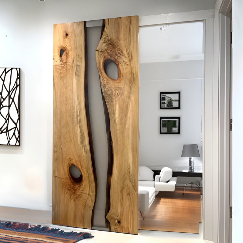 Lucid Clear Transparent Epoxy Resin And Solid  Acacia Wood Door