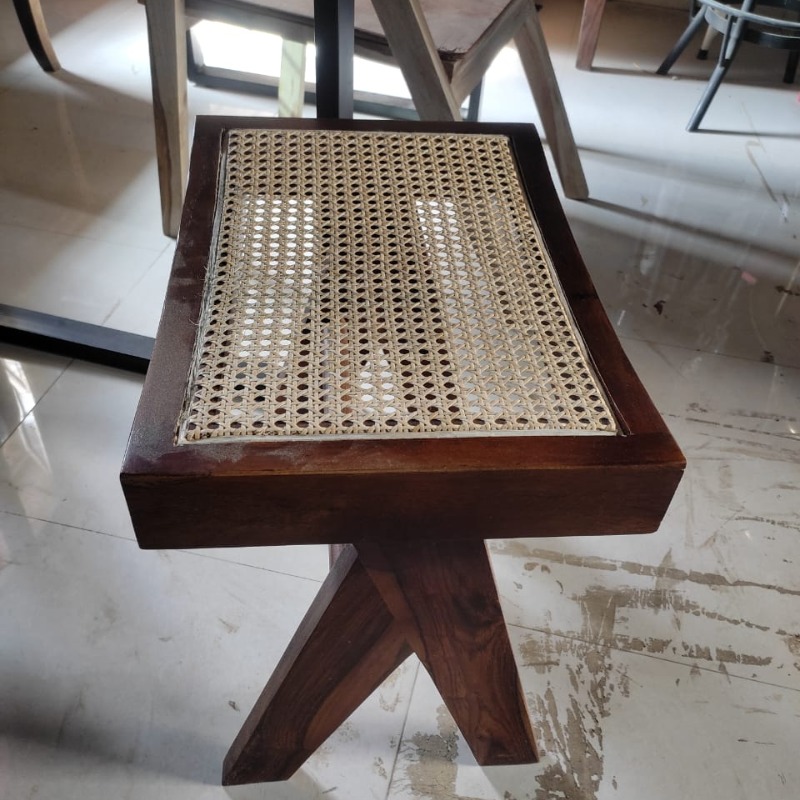 Acacia / Teak Wood Cane Stool | Wood cane Stool | Wooden Stool