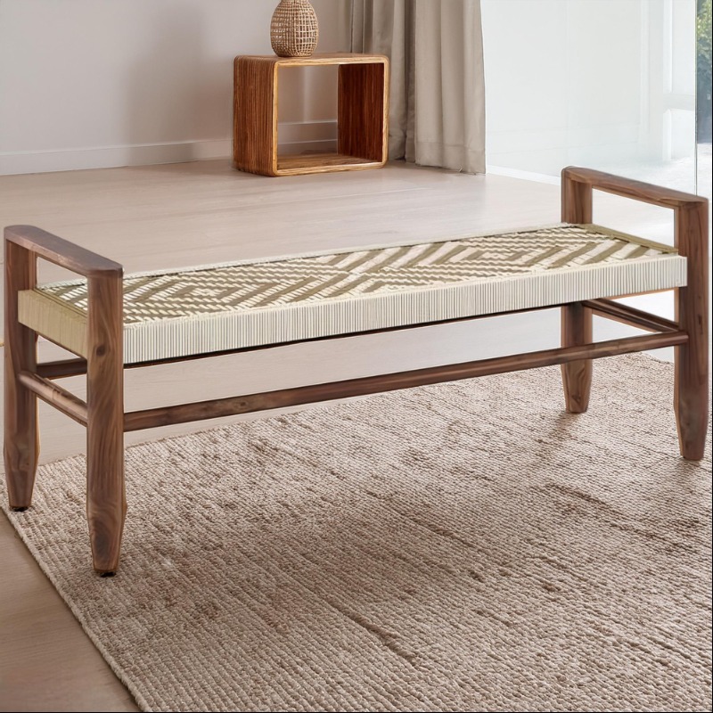 Woven Jute Bench White or Beige