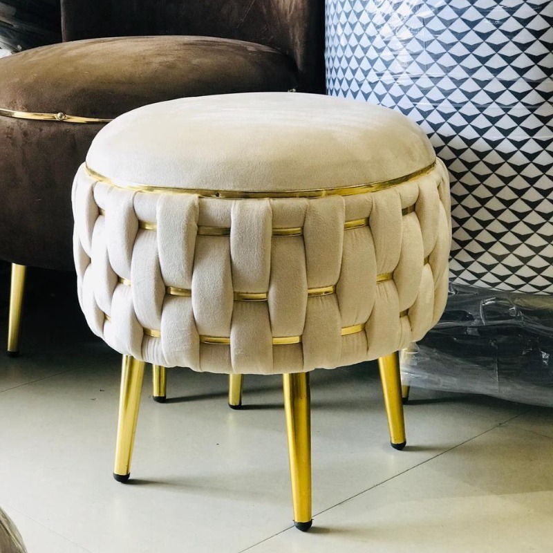 VelvetVista Upholstered Footstool