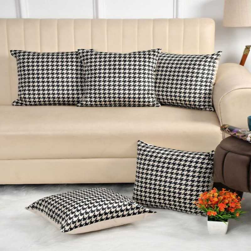 MONO HOUNDSTOOTH CUSHION SET | LUXURY SET OF 5 PILLOWS | MONOCHROME ELEGANCE