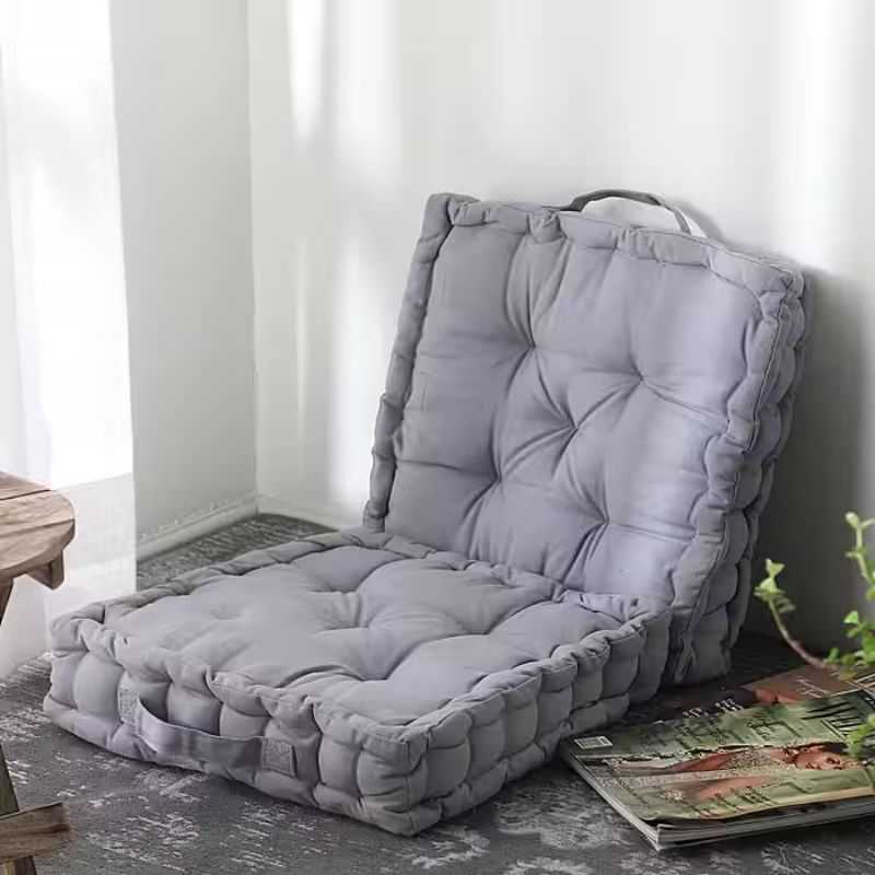 CloudTuft Floor Cushion | Grey Fabric with Foldable Backrest | Lounge Seating | Li...