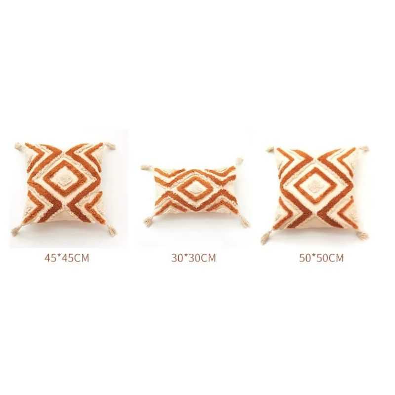 TerraWeave Throw Pillow | Terracotta Tufted with Tassels | Boho Set of 2 | Living ...