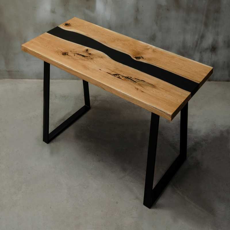 Black Epoxy River Dining Table | Live Edge Acacia Wooden table, kitchen table | In...