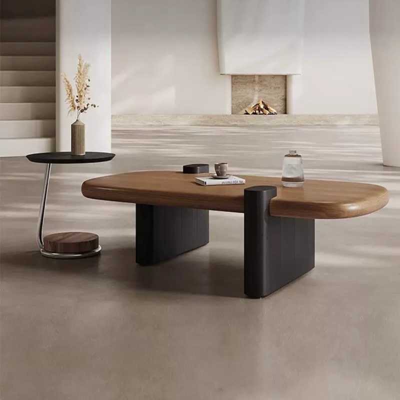 Acacia Wood Coffee Table with Modern Rounded Design | Minimalist Center Table | Na...
