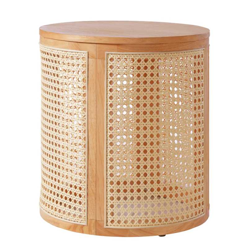 Compact Natural Rubberwood Side Table for Modern Homes