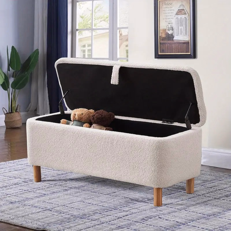 Fabric ottoman bench with storage