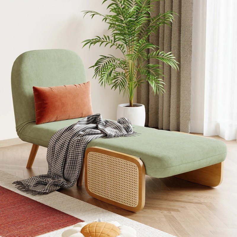Green Chaise Longue | Convertible Green Single Sofa Cum Bed