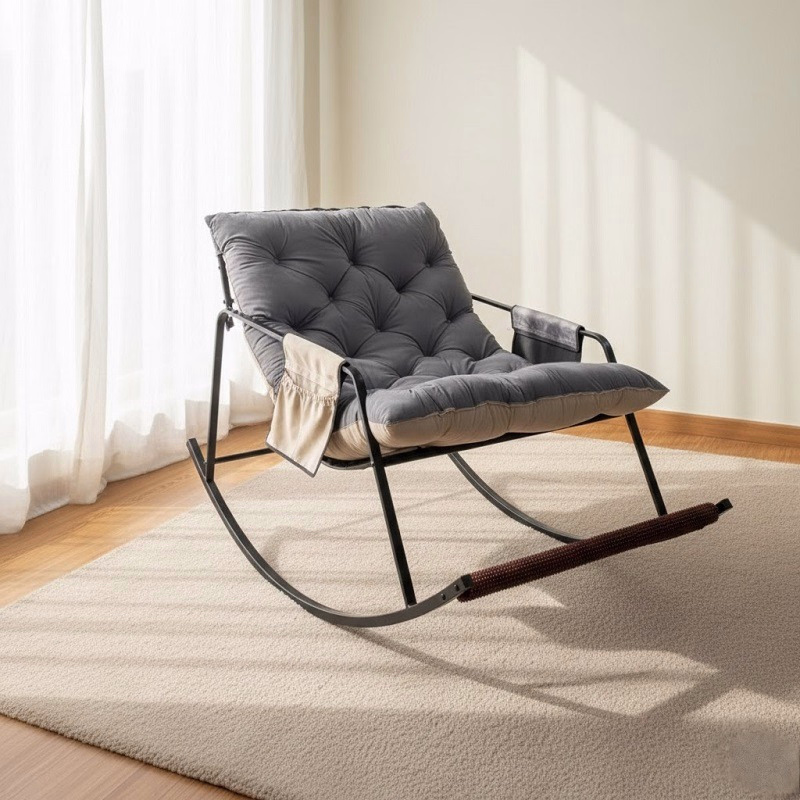 Comfy Adjustable Backrest Rocking Chair With Foot Massager and Reversible Cushion ...