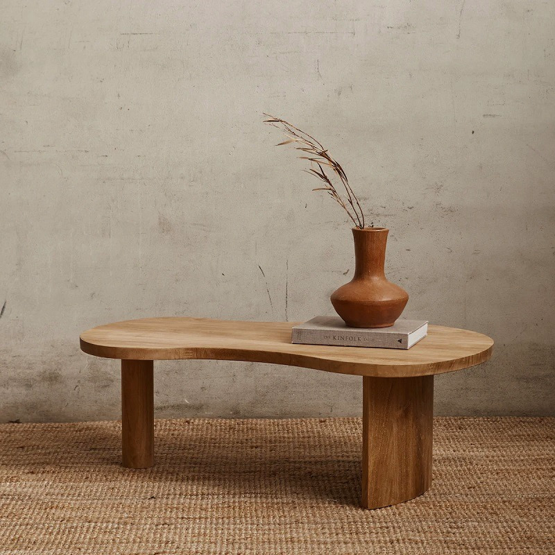 Japandi Freeflow wooden Coffee Table – Handcrafted Organic Kidney Shape Freeform –...