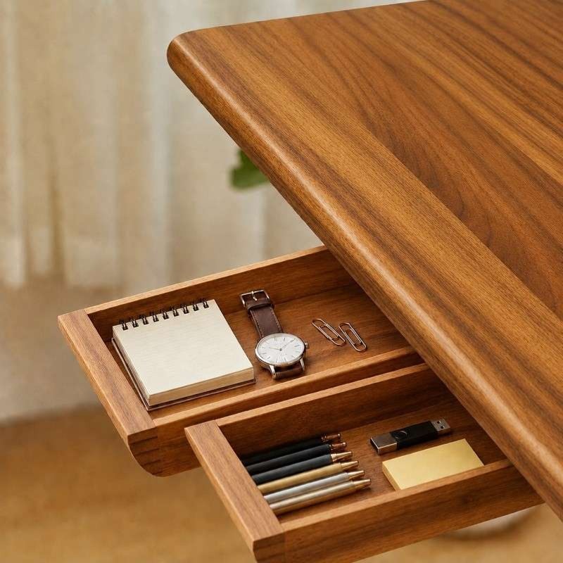 Wooden Under Desk Drawer – Hidden Slide-Out Storage Organizer for Office & Home Wo...