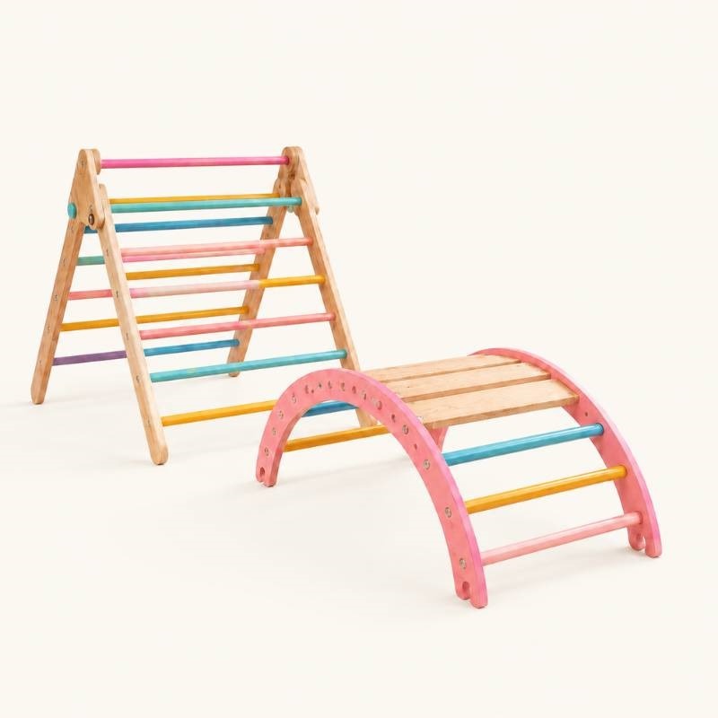 Montessori Climbing Arch & Pikler Triangle Set for Kids...