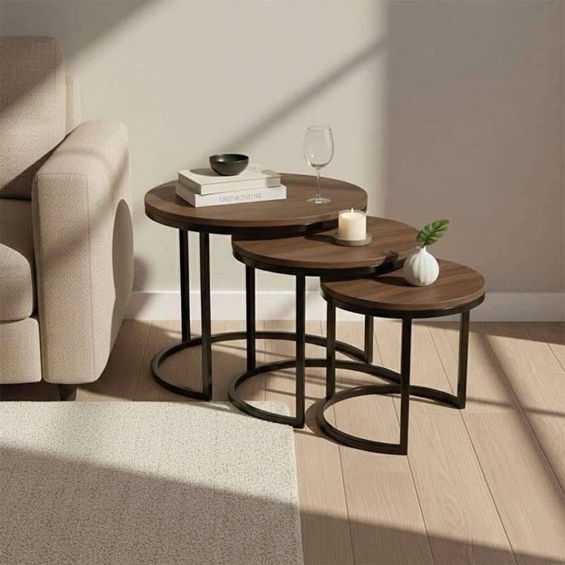 Round Nesting Table . Nesting Table set of 3 . Multi purpose Furniture