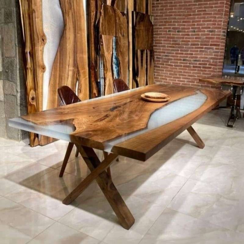 Modern White Epoxy Dining Table