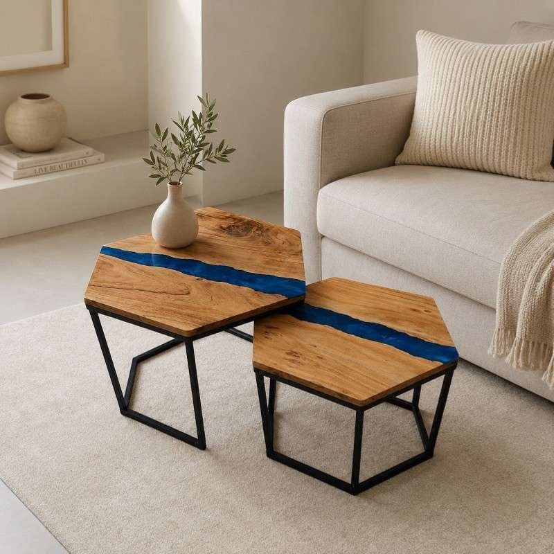 Hexagon Epoxy Resin Nest of Table