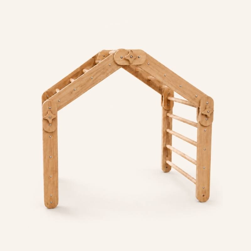 Natural Wood Multi-Shape Convertible Montessori Climbing Frame for Kids