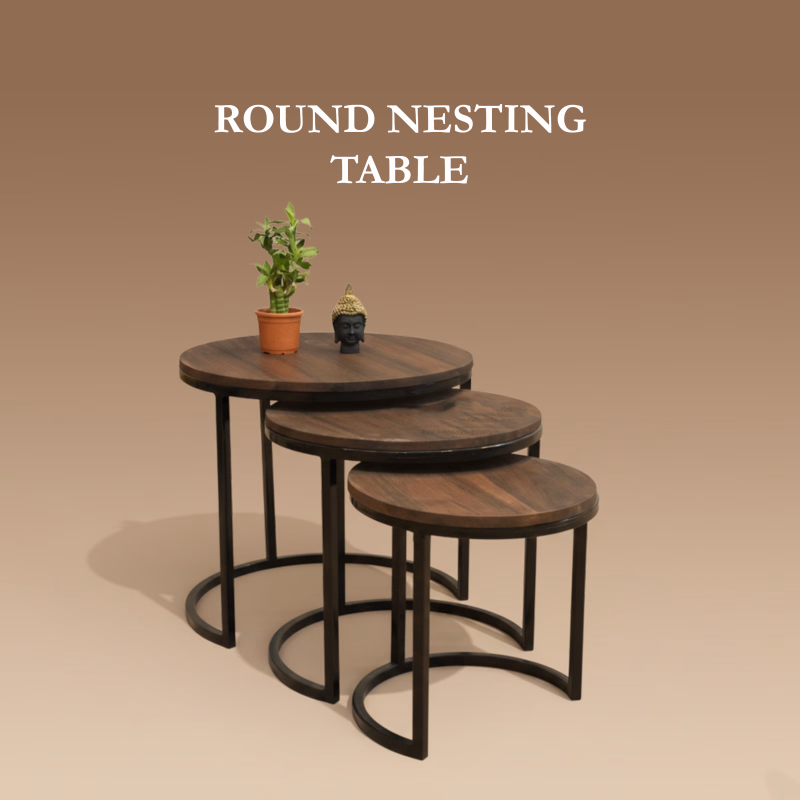 Shop Round Nesting Table . Nesting Table set of 3 . Multi purpose Furniture