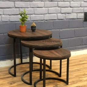 Round Nesting Table . Nesting Table set of 3 . Multi purpose Furniture