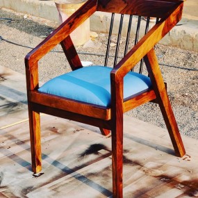 Natural Wood Dining Table Chair With Cushion For Home & Office