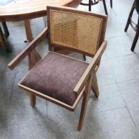 Natural Solid Wood Cane Chair