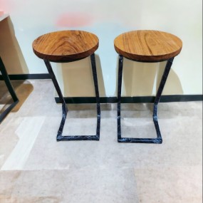 Solid Wood Round Bar Stool