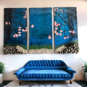 Sakura Tree Resin Wall Art (Set of 3)