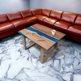 Oceanic Blue Epoxy Resin Center Table