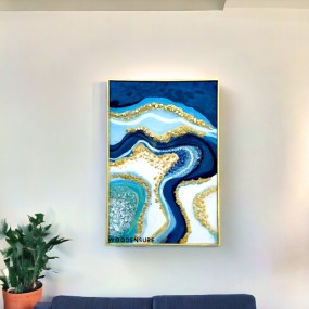 Blue River Epoxy Resin Wall Art With Quarts Work