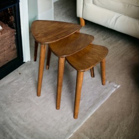 Tria Solid Wood Nesting Table Set of 3