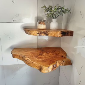 Brill Live Edge Wood Corner Shelf (Set of 2)