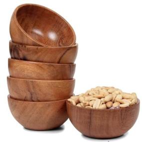 Wood Eating Bowl Set of 6 | Wooden Eating Bowls | Eating Bowl Set Wooden Set of 6