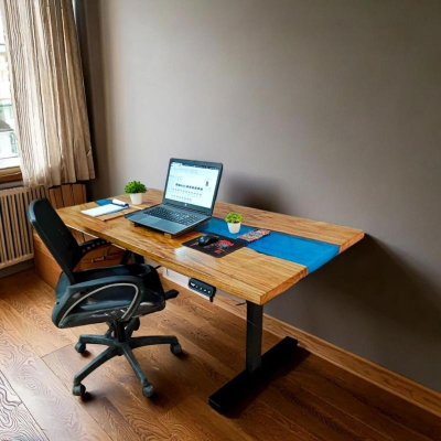 Suprema pearl blue epoxy resin height adjustable desk w...