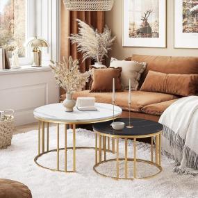 Minimal Round Marble Nesting Table Set of 2
