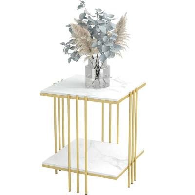 Elara Marble Luxury Side Table with Gold Frame - Elegant Accent for Interiors by W...