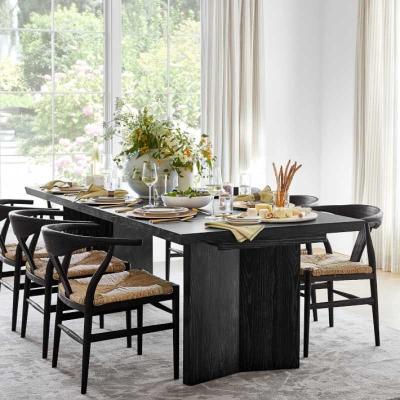 SeraphineShade Black Acacia Wood Dining Table | Wooden Legs | 8-Seater | Dining Ro...