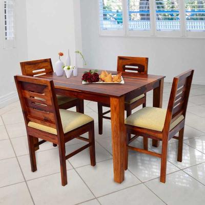 WoodFeast Dining Table Set | Sheesham Solid Wood with Cushioned Chairs | 4-Seater ...