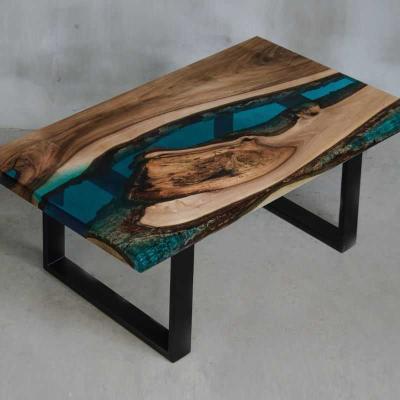 Handcrafted Epoxy River Dining Table | 6-Seater Live Edge Acacia Wood Table for Mo...