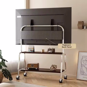 Solid Wood TV Shelf with Storage – Heavy-Duty Stand for TV, Console & Media Access...