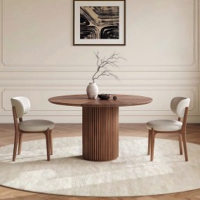Sierra Wooden Round Pedestal Dining Table – Solid Mango Wood Top & Base – 48-Inch ...