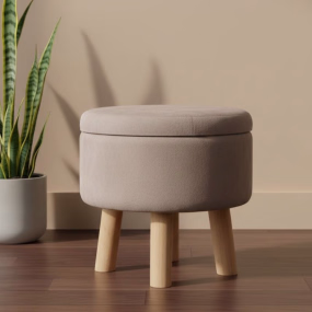 Trendy  Cotton Puff Stool with Hidden Storage